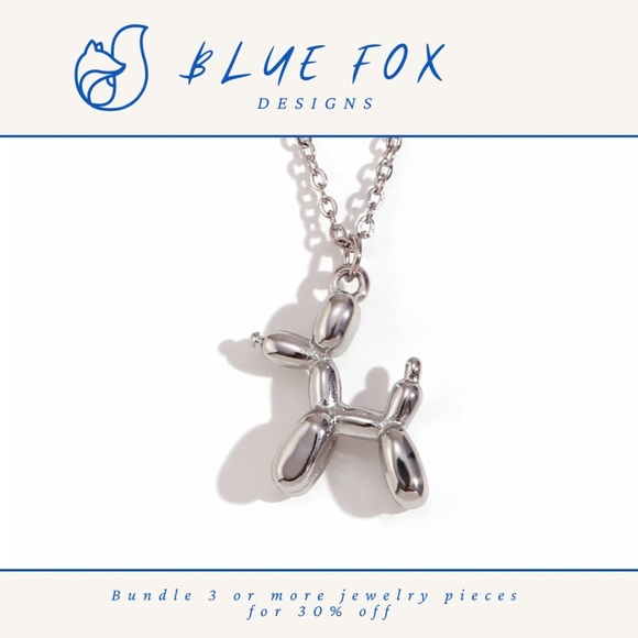 *NEW* Balloon Dog Stainless Steel Necklace (SILVER) - Picture 1 of 6